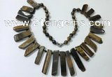 CGN195 23 inches 8*20mm - 11*60mm yellow tiger eye stick necklaces