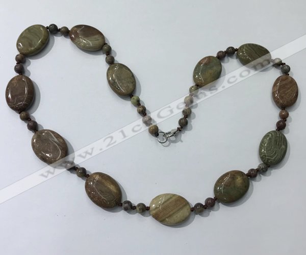 CGN206 22 inches 6mm round & 18*25mm oval jasper necklaces