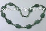 CGN209 22 inches 6mm round & 18*25mm oval green aventurine necklaces