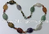 CGN210 22 inches 6mm round & 18*25mm oval mixed gemstone necklaces