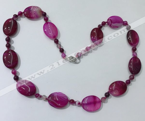 CGN217 22 inches 6mm round & 18*25mm oval agate necklaces