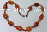 CGN218 22 inches 6mm round & 18*25mm oval agate necklaces