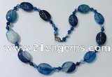 CGN219 22 inches 6mm round & 18*25mm oval agate necklaces