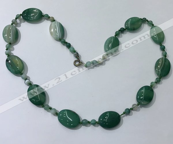 CGN221 22 inches 6mm round & 18*25mm oval agate necklaces