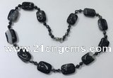 CGN240 22 inches 6mm round & 18*25mm rectangle agate necklaces