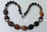 CGN252 20.5 inches 8mm round & 18*25mm oval agate necklaces