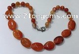 CGN254 20.5 inches 8mm round & 18*25mm oval agate necklaces