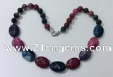 CGN258 20.5 inches 8mm round & 18*25mm oval agate necklaces