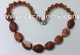 CGN260 20.5 inches 8mm round & 18*25mm flat teardrop agate necklaces