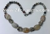 CGN270 18.5 inches 8mm round & 18*25mm oval agate beaded necklaces