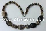 CGN271 18.5 inches 8mm round & 18*25mm oval agate beaded necklaces