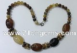 CGN272 18.5 inches 8mm round & 18*25mm oval agate beaded necklaces