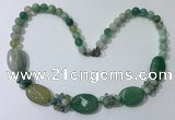 CGN277 18.5 inches 8mm round & 18*25mm oval agate beaded necklaces