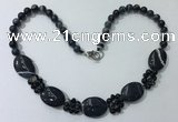 CGN278 18.5 inches 8mm round & 18*25mm oval agate beaded necklaces