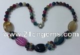 CGN279 18.5 inches 8mm round & 18*25mm oval agate beaded necklaces