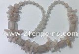 CGN300 27.5 inches chinese crystal & rose quartz beaded necklaces