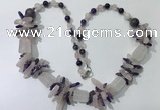 CGN302 27.5 inches chinese crystal & mixed quartz beaded necklaces