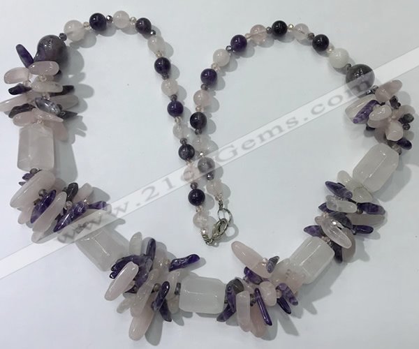 CGN302 27.5 inches chinese crystal & mixed quartz beaded necklaces