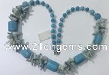 CGN311 27.5 inches chinese crystal & mixed gemstone beaded necklaces