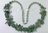 CGN312 27.5 inches chinese crystal & green aventurine beaded necklaces