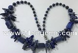 CGN313 27.5 inches chinese crystal & lapis lazuli beaded necklaces