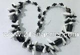 CGN317 chinese crystal, white porcelain & black agate beaded necklaces