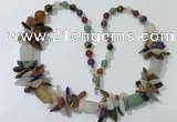 CGN318 27.5 inches chinese crystal & mixed gemstone beaded necklaces