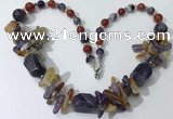 CGN331 20.5 inches chinese crystal & mixed gemstone beaded necklaces