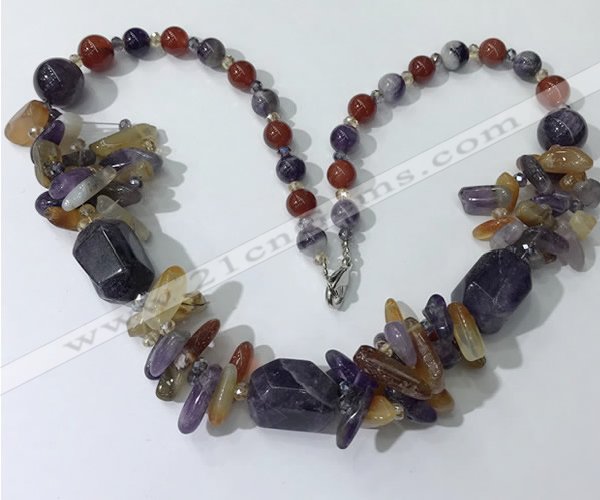 CGN331 20.5 inches chinese crystal & mixed gemstone beaded necklaces