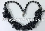 CGN339 20.5 inches chinese crystal & black agate beaded necklaces