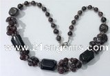 CGN341 20.5 inches chinese crystal & garnet beaded necklaces