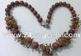 CGN359 19.5 inches chinese crystal & goldstone beaded necklaces