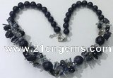 CGN360 19.5 inches chinese crystal & blue goldstone beaded necklaces