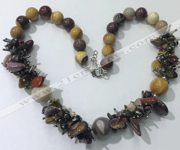 CGN361 19.5 inches chinese crystal & mookaite beaded necklaces
