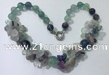 CGN371 19.5 inches round & chips fluorite beaded necklaces