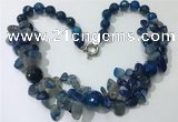 CGN379 19.5 inches round & chips blue agate beaded necklaces