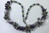 CGN387 23 inches chinese crystal & mixed quartz beaded necklaces