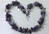 CGN403 19.5 inches chinese crystal & amethyst chips beaded necklaces