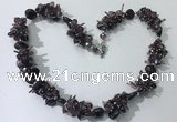 CGN407 19.5 inches chinese crystal & garnet chips beaded necklaces