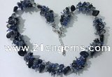 CGN412 19.5 inches chinese crystal & black agate chips beaded necklaces