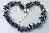 CGN413 19.5 inches chinese crystal & black agate chips beaded necklaces