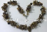 CGN416 19.5 inches chinese crystal & yellow tiger eye chips beaded necklace