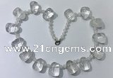 CGN440 21.5 inches freeform white crystal gemstone beaded necklaces