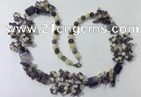 CGN451 25.5 inches chinese crystal & mixed gemstone beaded necklaces