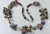 CGN452 25.5 inches chinese crystal & mixed gemstone beaded necklaces