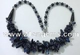 CGN466 22 inches chinese crystal & blue goldstone beaded necklaces