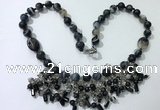 CGN477 21.5 inches chinese crystal & striped agate beaded necklaces