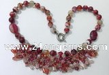 CGN479 21.5 inches chinese crystal & striped agate beaded necklaces