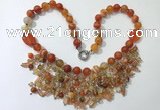 CGN480 21.5 inches chinese crystal & striped agate beaded necklaces