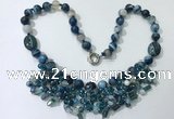 CGN483 21.5 inches chinese crystal & striped agate beaded necklaces